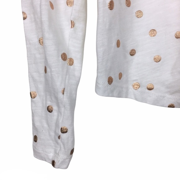 LOFT Top Shimmer Gold Dot Long Sleeve Scoop Neck Metallic Sheer Soft Size Medium - Picture 5 of 13